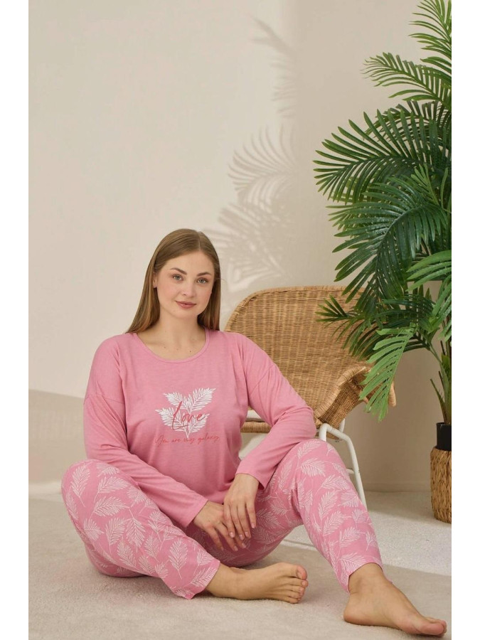 Женская домашняя пижама батал "Tropik", розовая