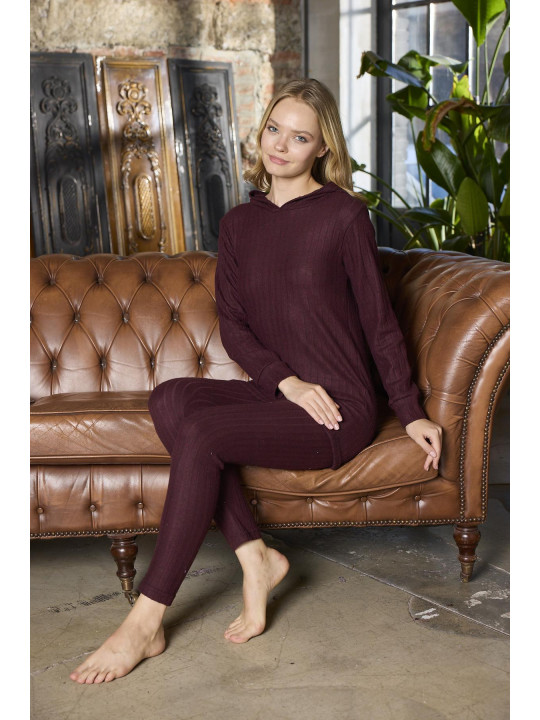 Жіночий теплий костюм з інтерлоку Seren, бургунді