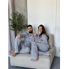 Піжама чоловіча COSY з фланелі (штани+сорочка) «COSY Harmony», клітина сіро-біла