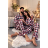 Піжама чоловіча COSY з фланелі (штани+сорочка) «Ловець снів», бордово-сіра клітинка