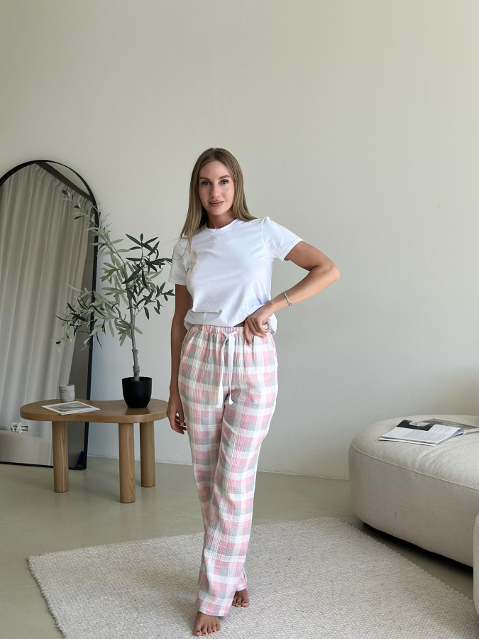 Женские брюки Misty из муслина COSY розовато-серая клетка